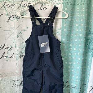 NWT Navy Blue LANDS END Squall Waterproof Snow Pants Bibs BOYS OR GIRLS SIZE 4 5
